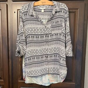 Christopher & Banks Monochrome Patterned Button Down Shirt